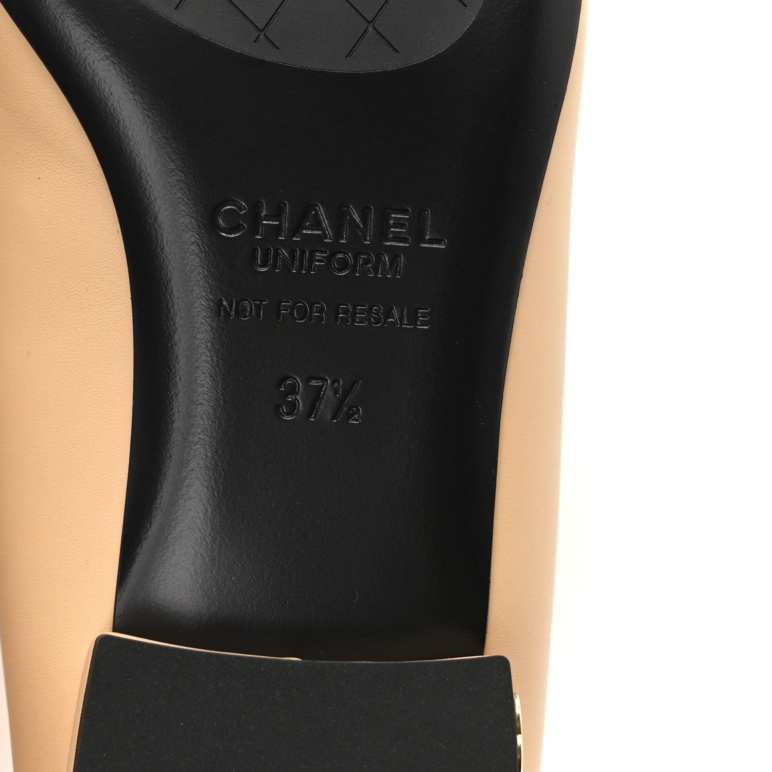 Chanel Lambskin Cap Toe CC Uniform Ballerina Flats 37.5 Beige Black 7 of 8