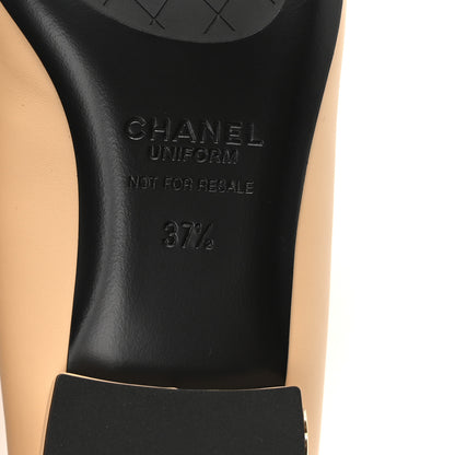 Chanel Lambskin Cap Toe CC Uniform Ballerina Flats 37.5 Beige Black 7 of 8