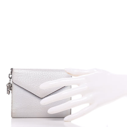 Christian Dior Bullcalf Diorissimo Medium Envelope Wallet Silver 2 of 10