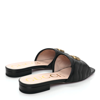 Gucci Nappa Matelasse GG Marmont Flat Slide Sandals 39.5 Black 4 of 8