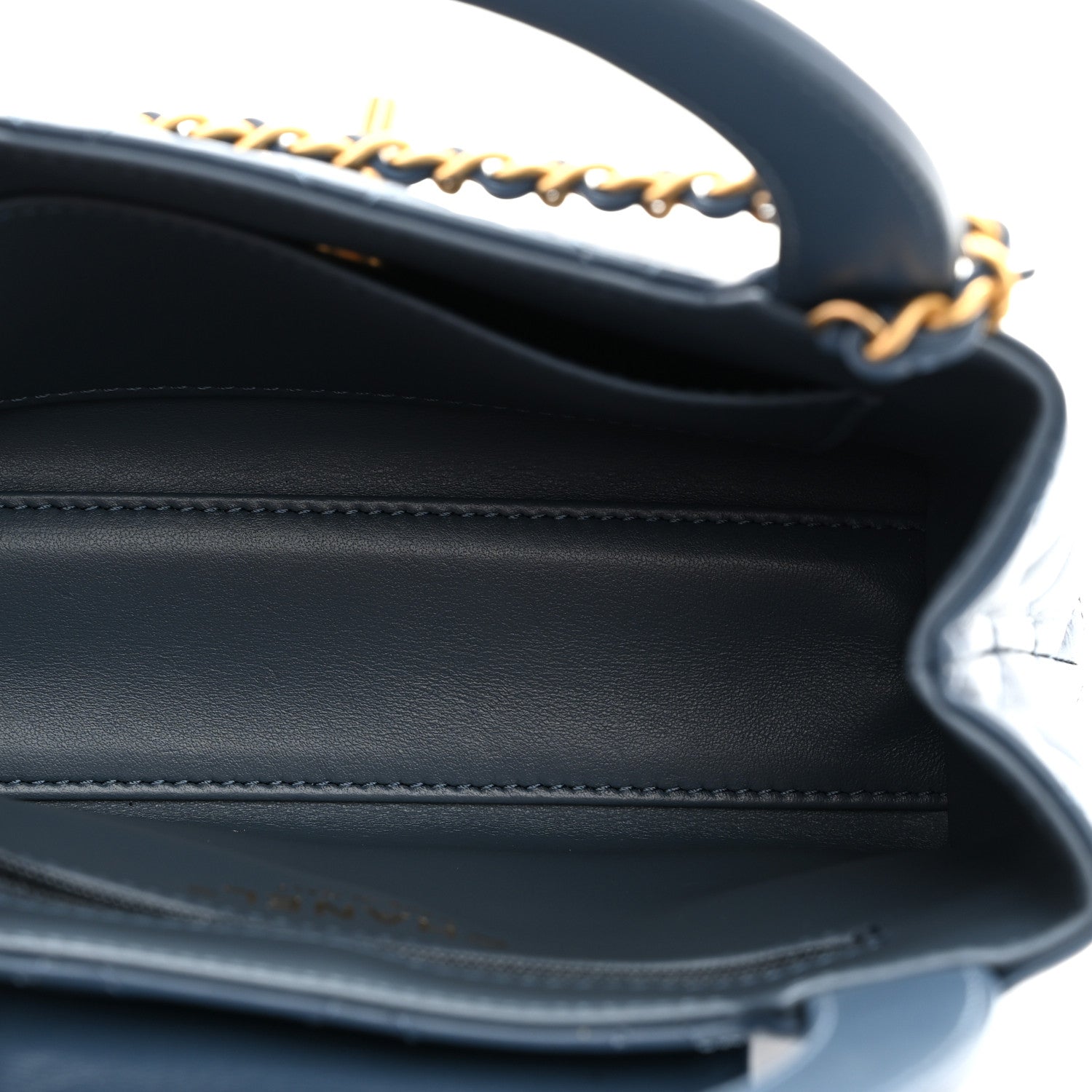Chanel Shiny Aged Calfskin Quilted Nano Kelly Shopper Dark Blue 5 of 10