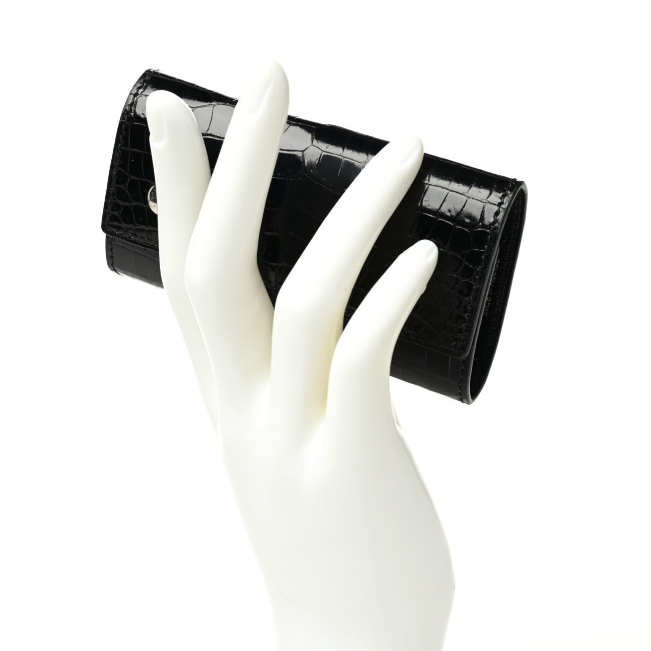 Hermes Shiny Porosus Crocodile Multicles 6 Key Holder Black 2 of 6