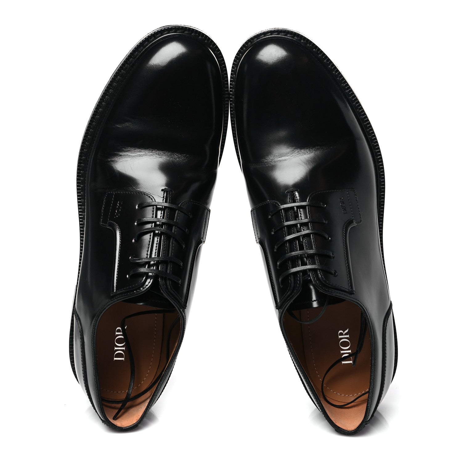 Christian Dior Polished Calfskin Mens Derby Shoes 44 Black 2 of 9