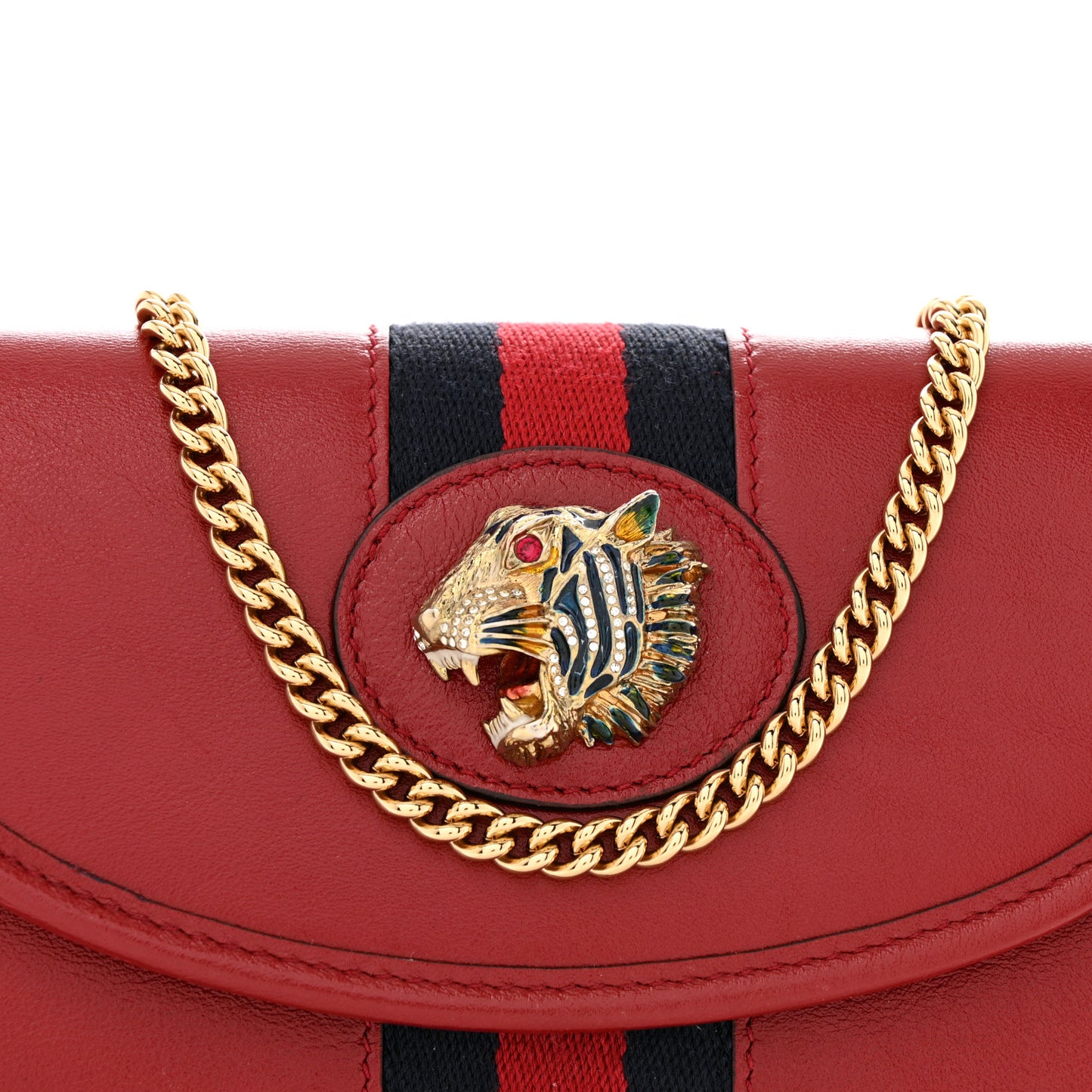 Textured Calfskin Web Mini Rajah Slim Flap Shoulder Bag Romantic Cherry