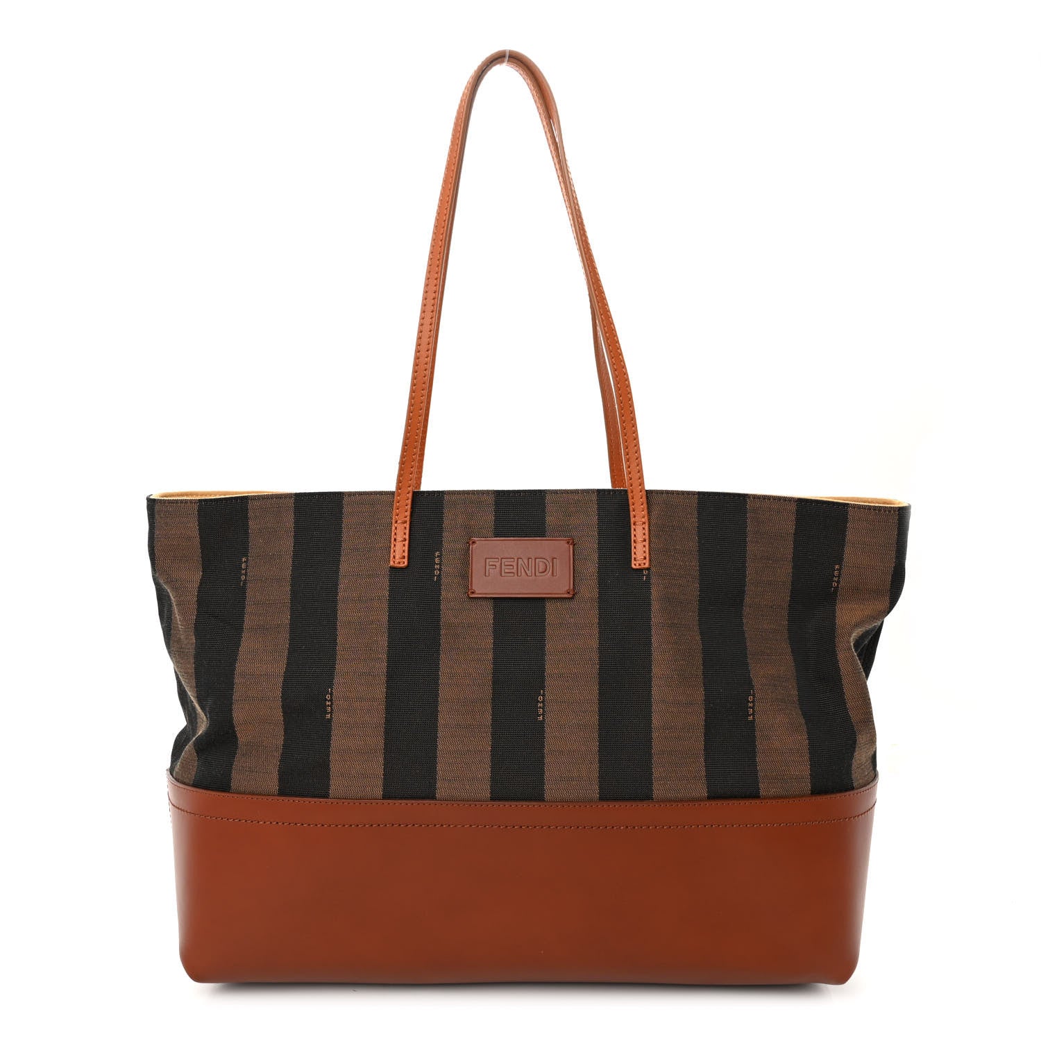 Fendi Pequin Cuoio Vegetale Medium Roll Tote Tobacco Cuoio Miele 1 of 9