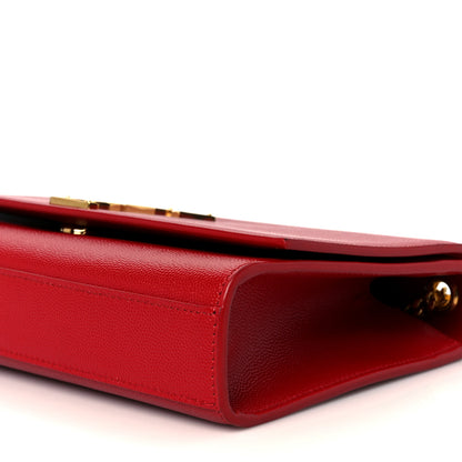 Saint Laurent Grain De Poudre Medium Monogram Kate Satchel Red 11 of 12