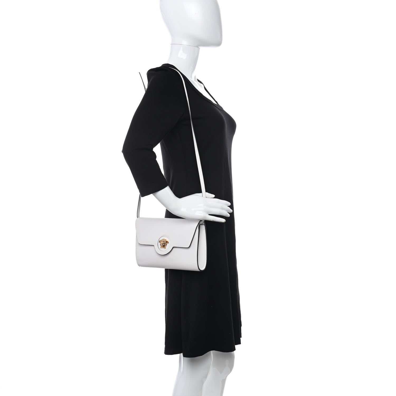 Versace Grained Calfskin La Medusa Crossbody Bag White 2 of 9