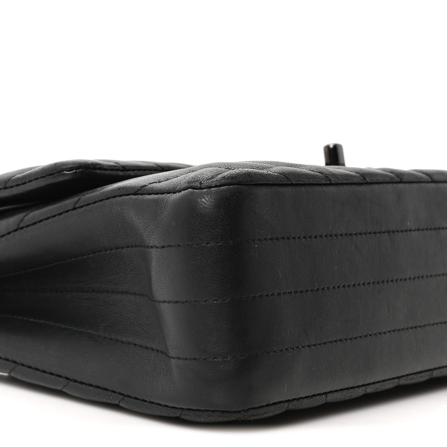 Chanel Lambskin Chevron Quilted Medium Double Flap So Black 9 of 10