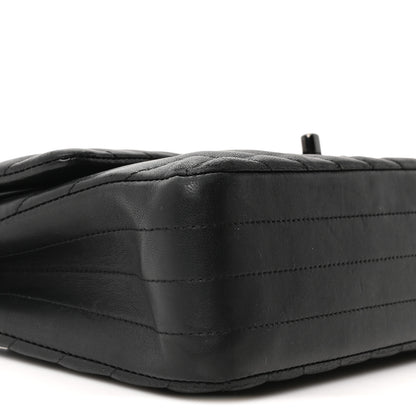 Chanel Lambskin Chevron Quilted Medium Double Flap So Black 9 of 10