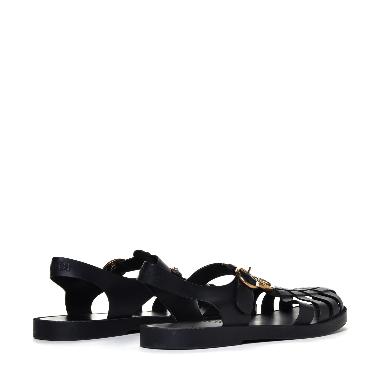 Gucci Rubber Mens Buckle Strap Sandal 11 Black 5 of 14