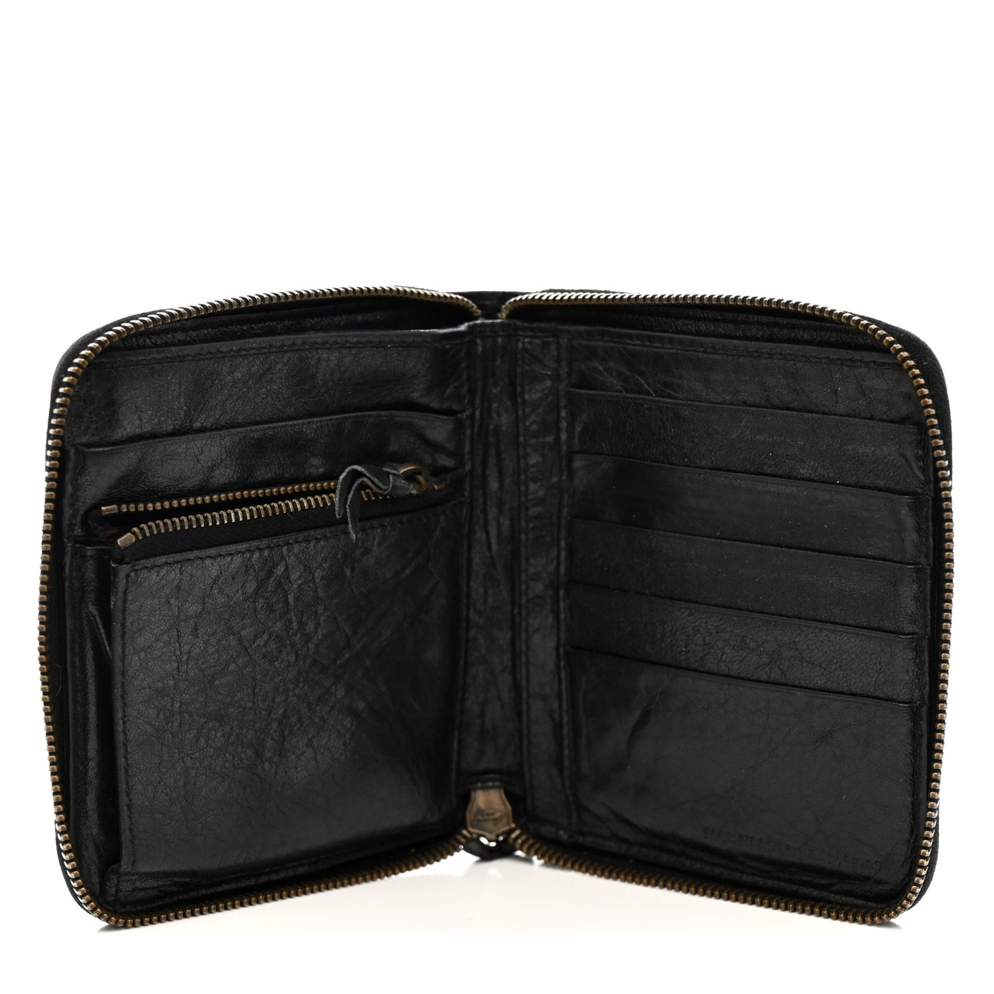 Agneau Classic Gold Hardware Compact Wallet Black