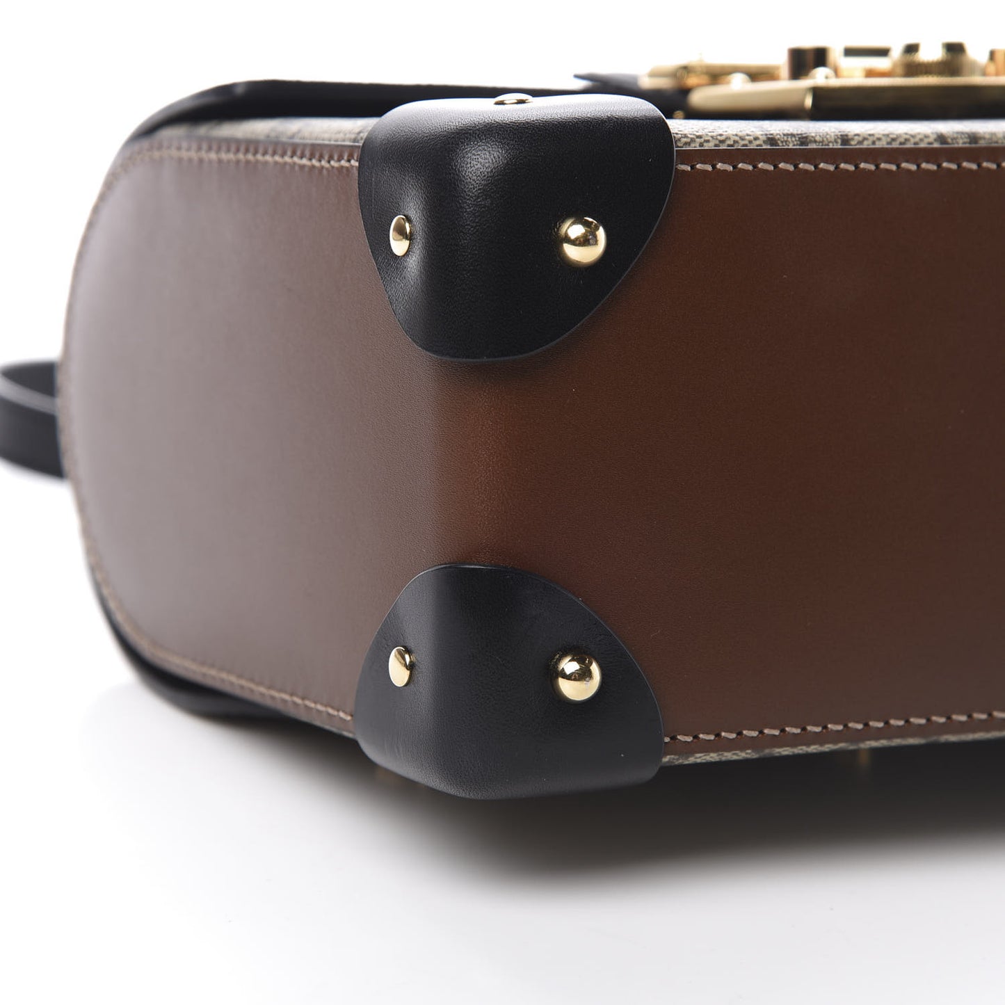 GG Supreme Monogram Small Padlock Bamboo Shoulder Bag Beige Black Cuir