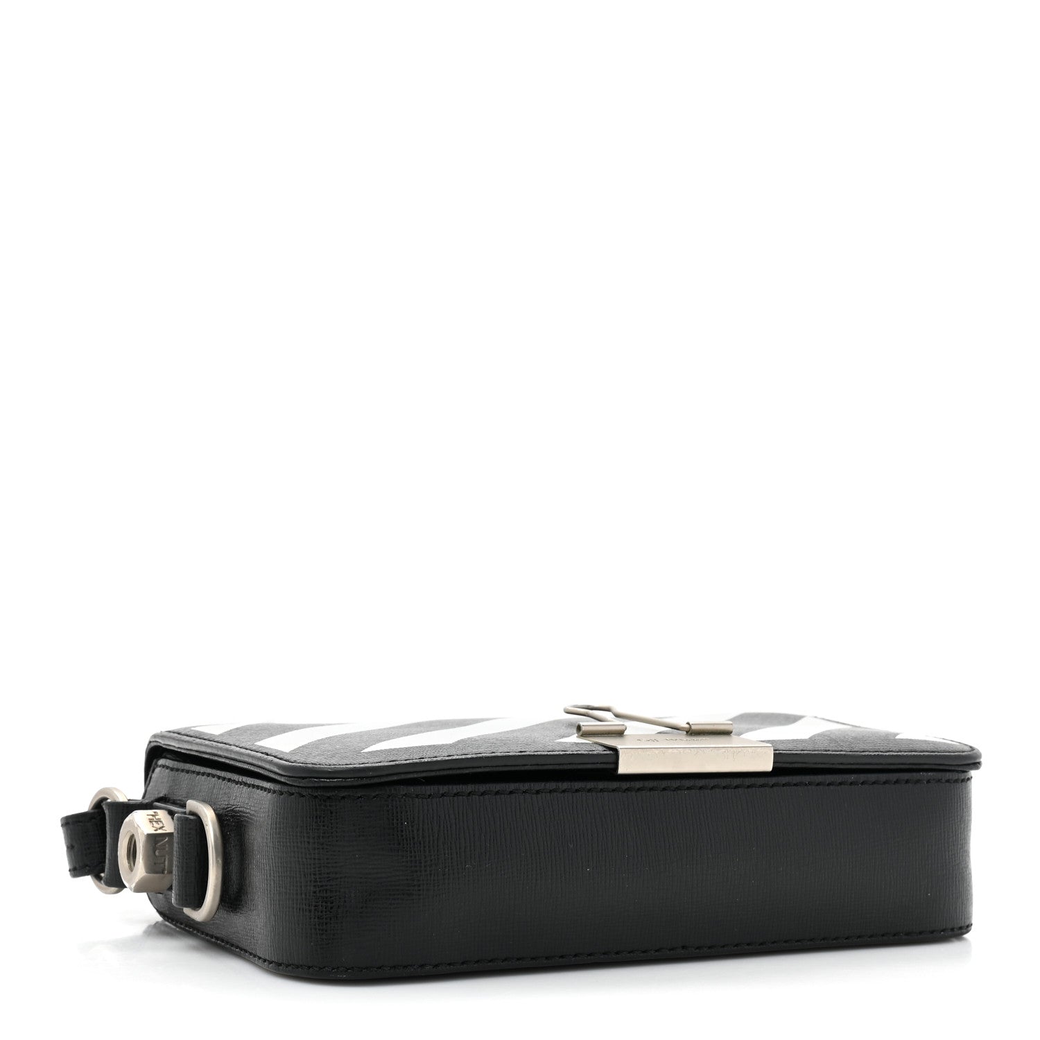 Off-White Saffiano Striped Mini Diag Binder Clip Bag Black White 4 of 18