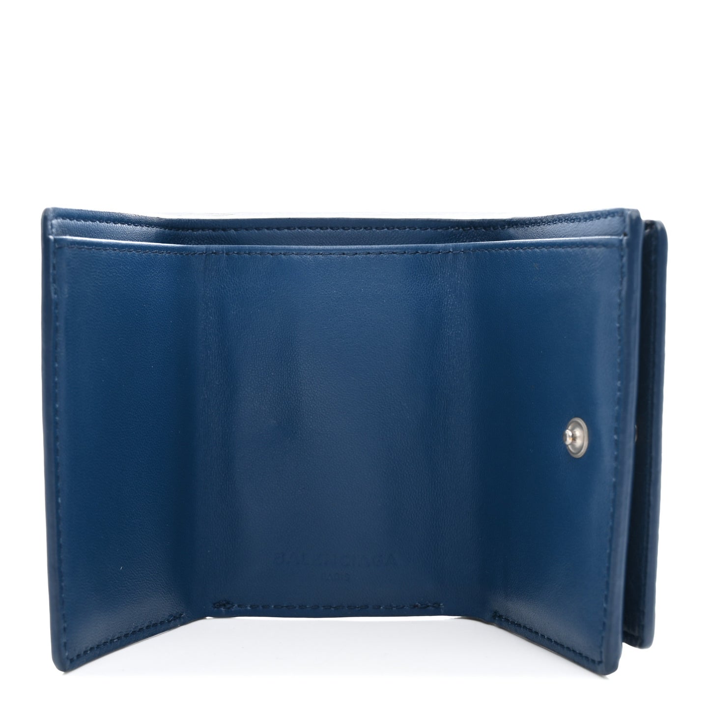 Agneau Arena Tri-Fold Card Case  Bleu Profond