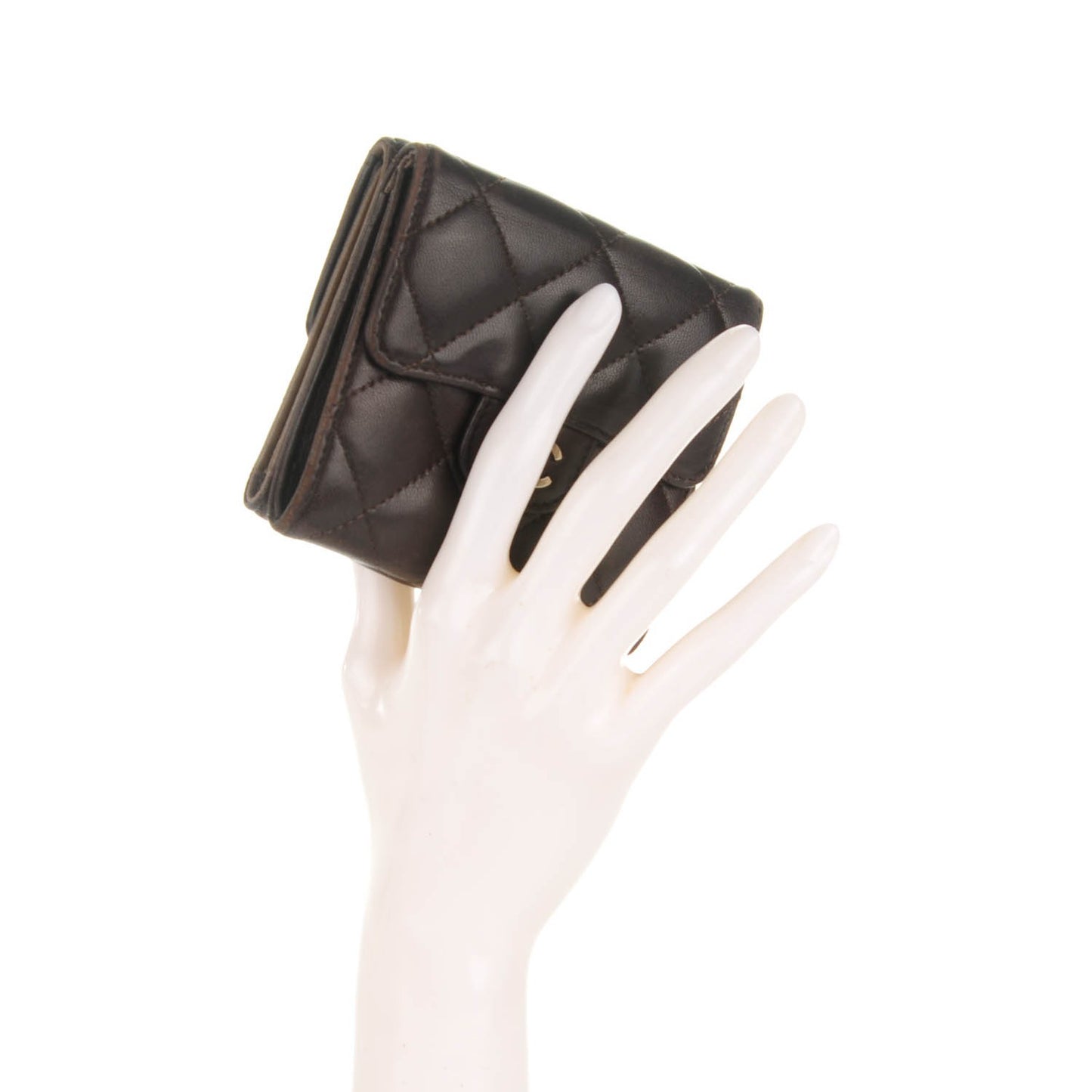 Lambskin Quilted Double Sided Wallet Brown