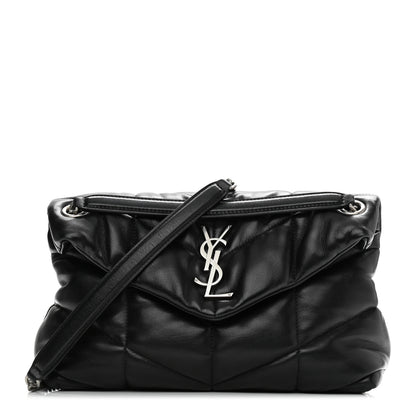 Saint Laurent Lambskin Quilted Small Loulou Puffer Monogram Chain Satchel Black 1 of 11