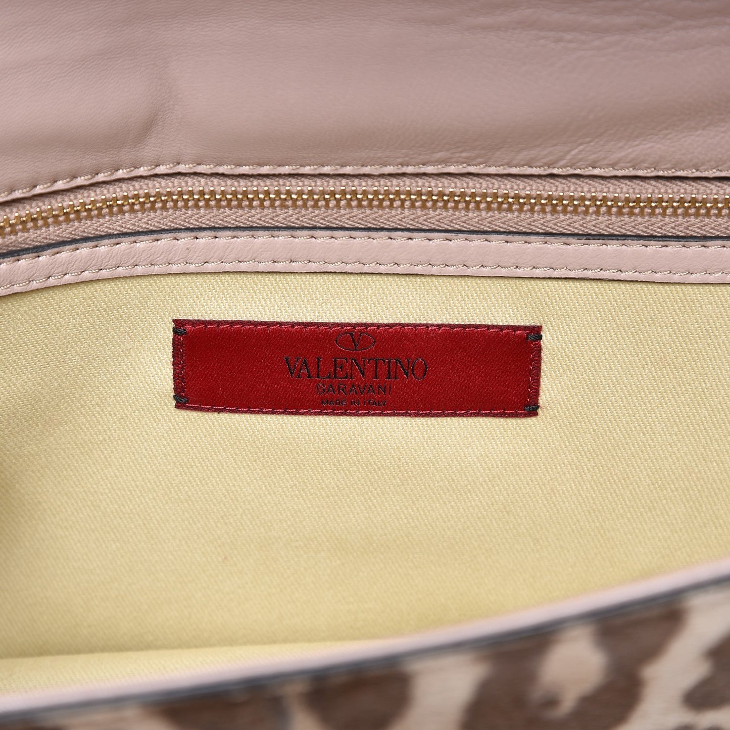 Calf Hair Leopard Print Medium Glam Lock Rockstud Flap Blush