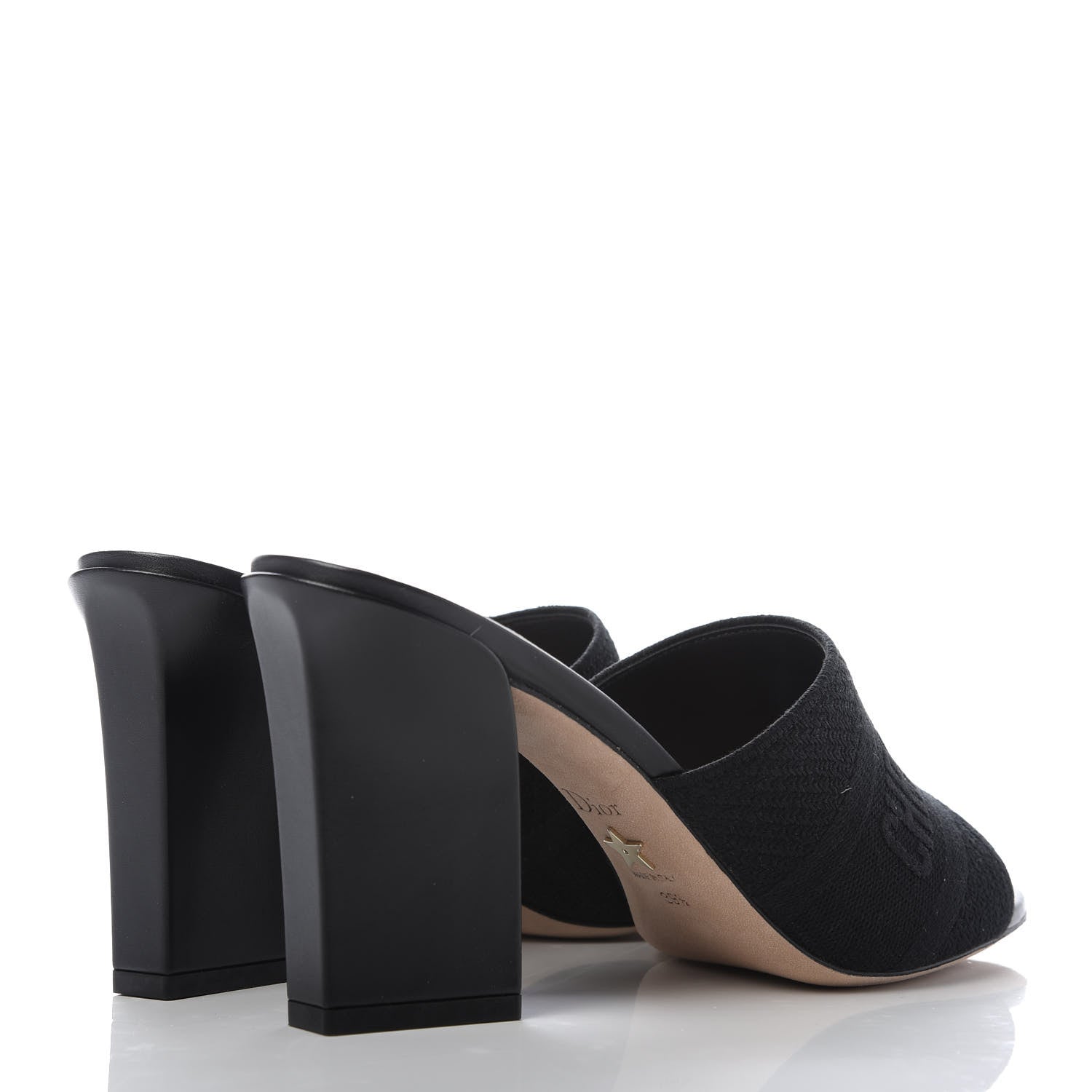 Christian Dior Cotton Embroidered D-Way Heeled Slide Sandal 39.5 Black 4 of 10