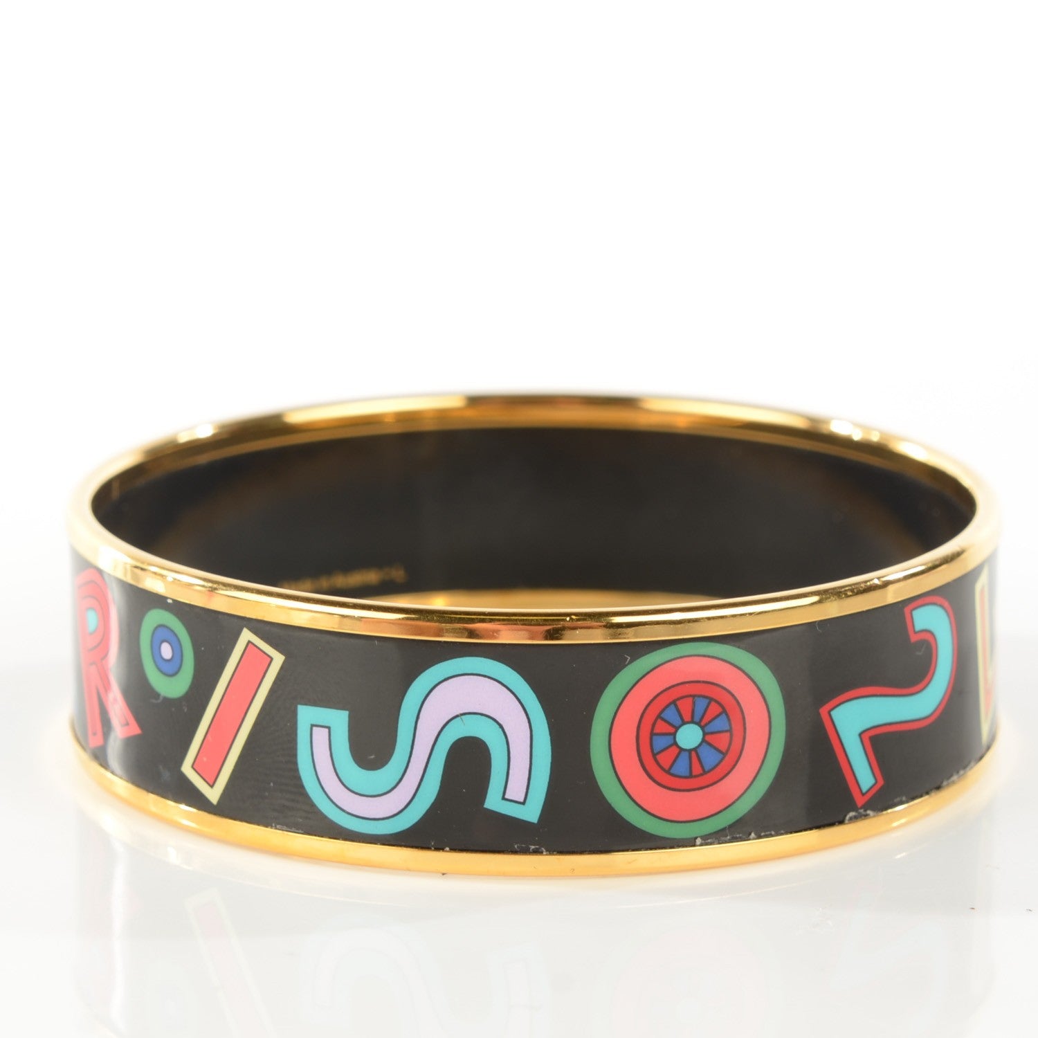 Hermes Enamel Printed Wide Tohu Bohu Bracelet 62 Black 3 of 5