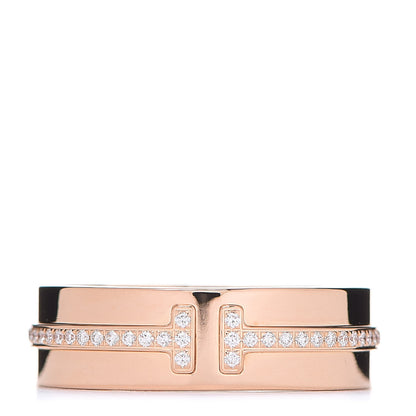 Tiffany 18K Rose Gold Diamond T Two Ring 48 4.5 1 of 3