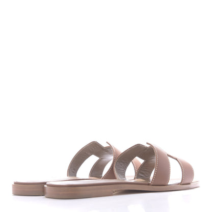 Hermes Box Calfskin Oran Sandals 38 Gold 4 of 11