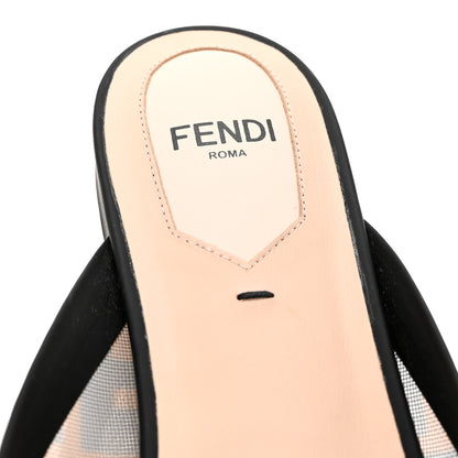 Fendi Technical Mesh Vitello FF Colibri Flat Mules 36 Tobacco Moro Black 8 of 8