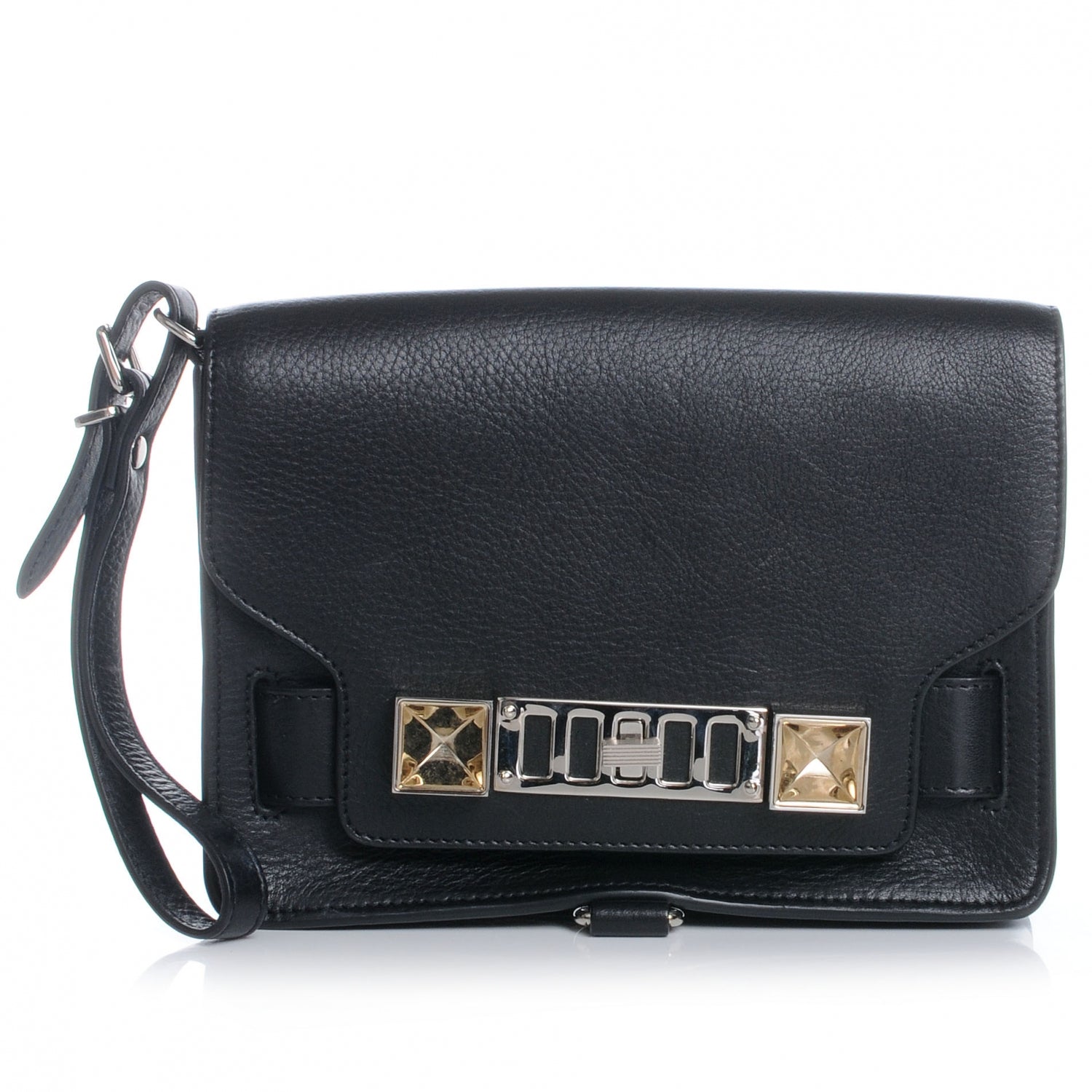 Proenza Schouler Textured Leather PS11 Wristlet Clutch Black 1 of 8