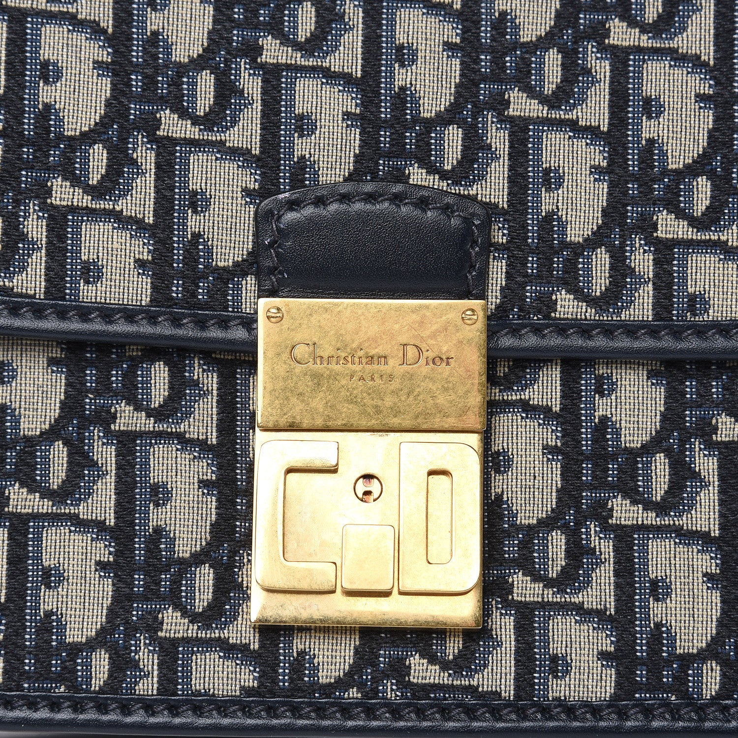 Christian Dior Oblique Flap Bag Navy Blue 10 of 14