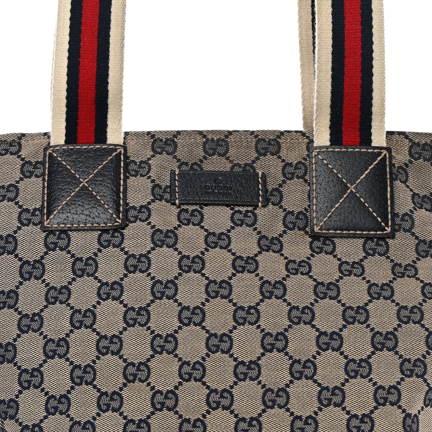 Gucci GG Monogram Medium Web Handle Bucket Tote Navy Blue 8 of 20