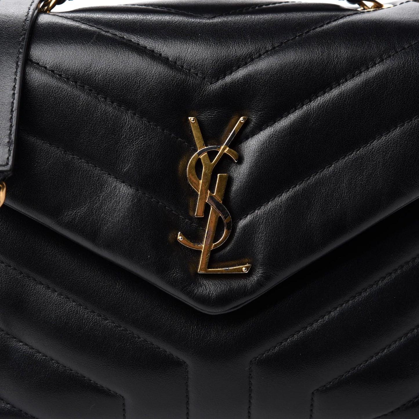 Calfskin Y Quilted Monogram Small Loulou Chain Satchel Black