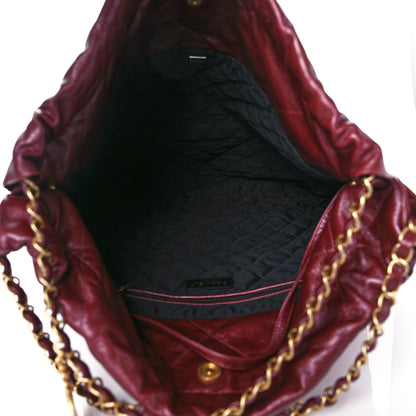 Chanel Metallic Calfskin Quilted Large Chanel 22 Burgundy 7 of 9