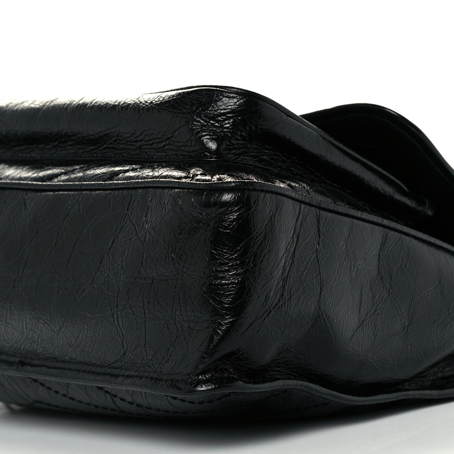 Crinkled Calfskin Matelasse Monogram Large Niki Chain Satchel Black