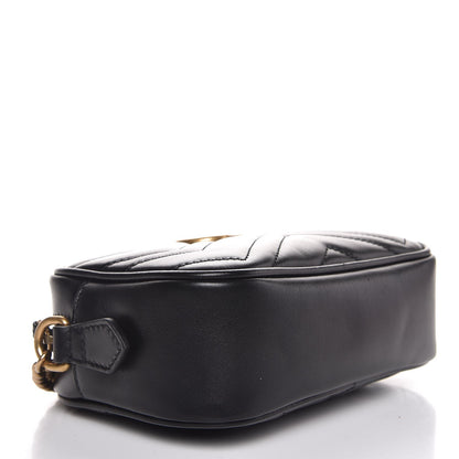 Gucci Calfskin Matelasse Mini GG Marmont Chain Shoulder Bag Black 4 of 7
