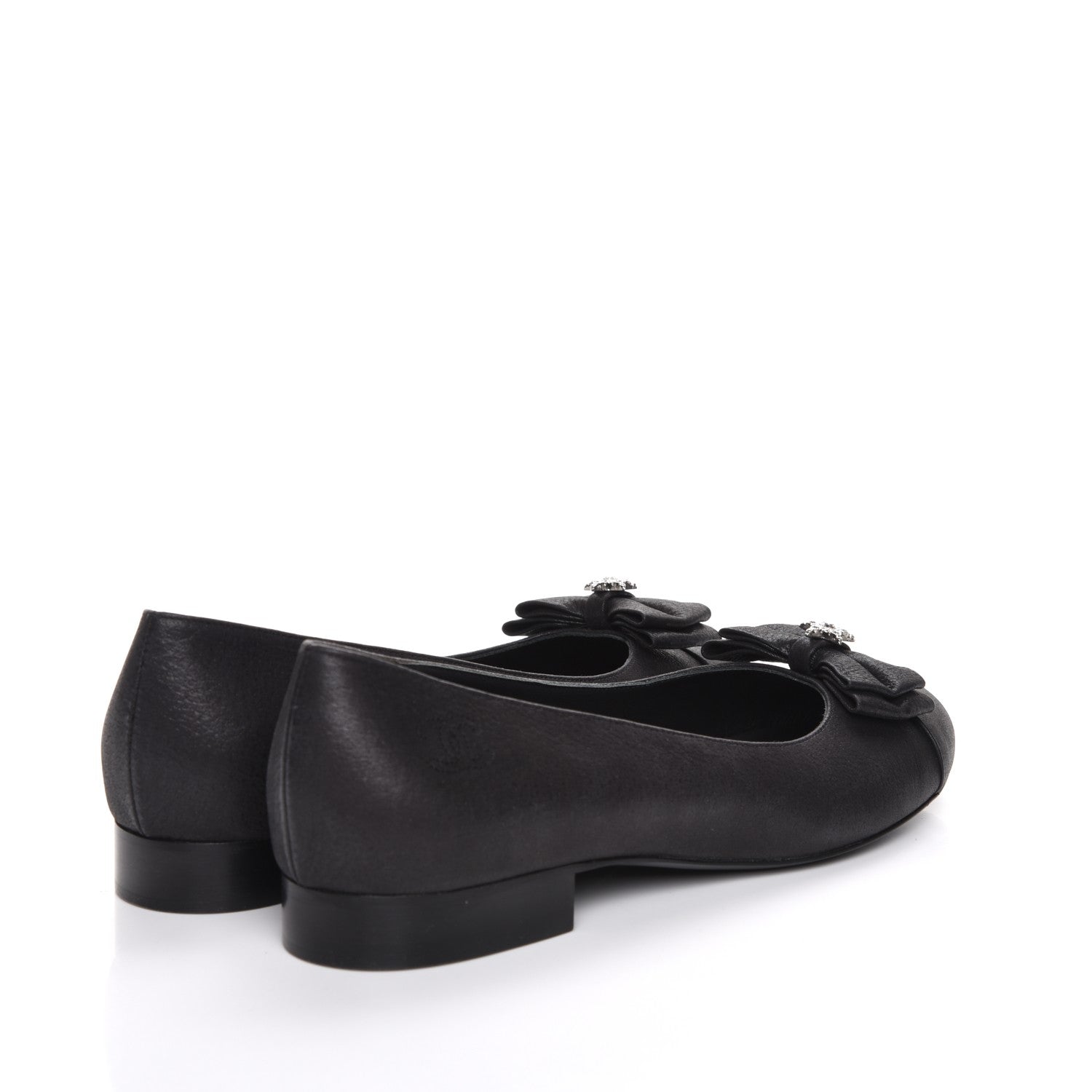 Chanel Buffalo Glitter Bow Ballerina Flats 38.5 Black 4 of 8