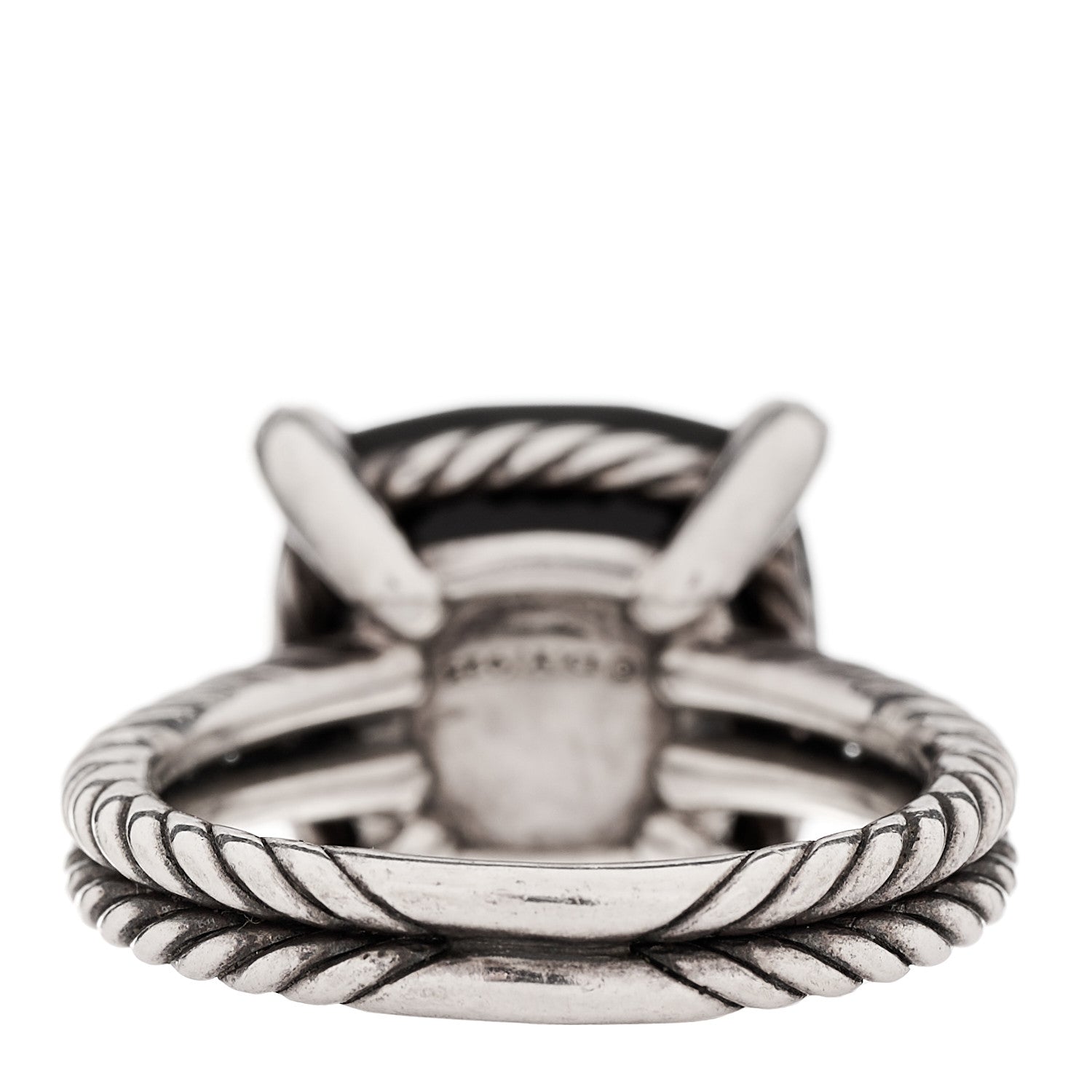 David Yurman Sterling Silver Diamond Onyx 14mm Chatelaine Ring 57 8 3 of 4