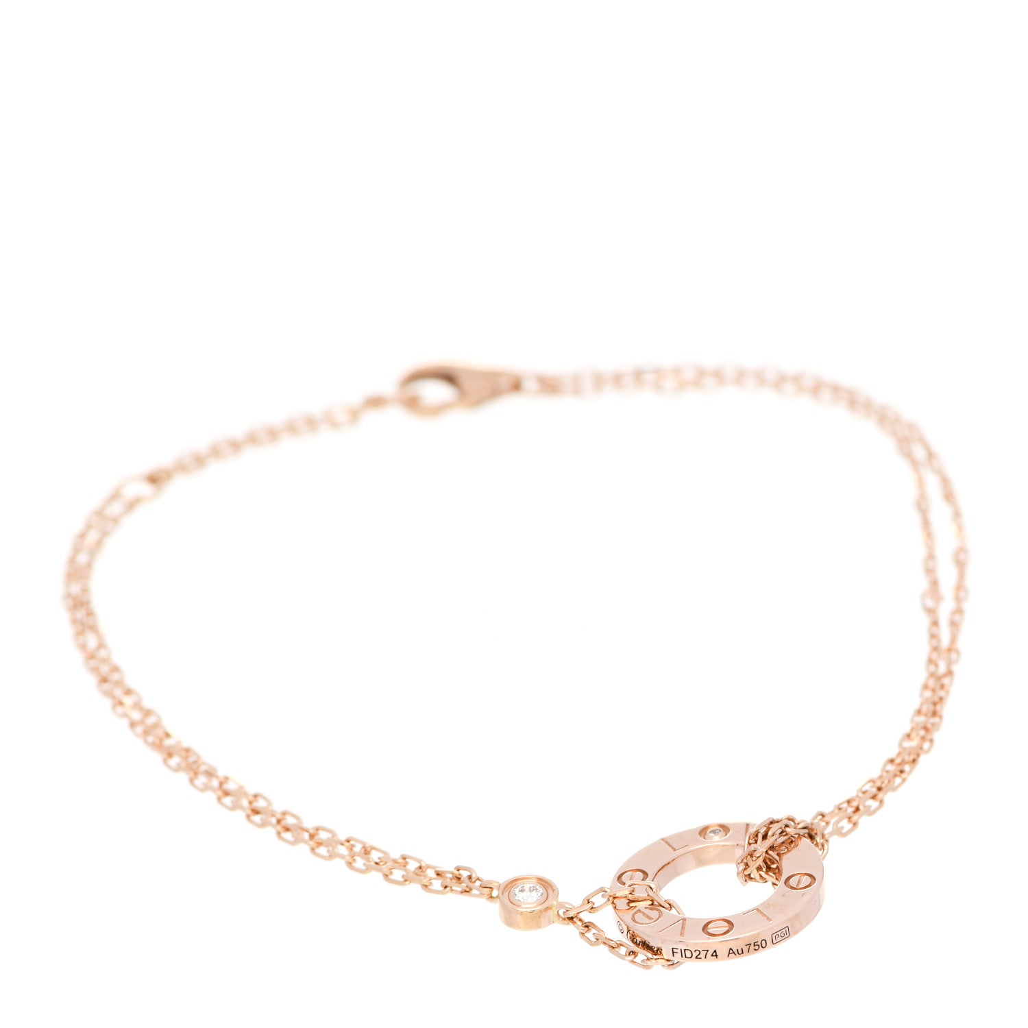 Cartier 18K Pink Gold Diamond LOVE Bracelet 1 of 5