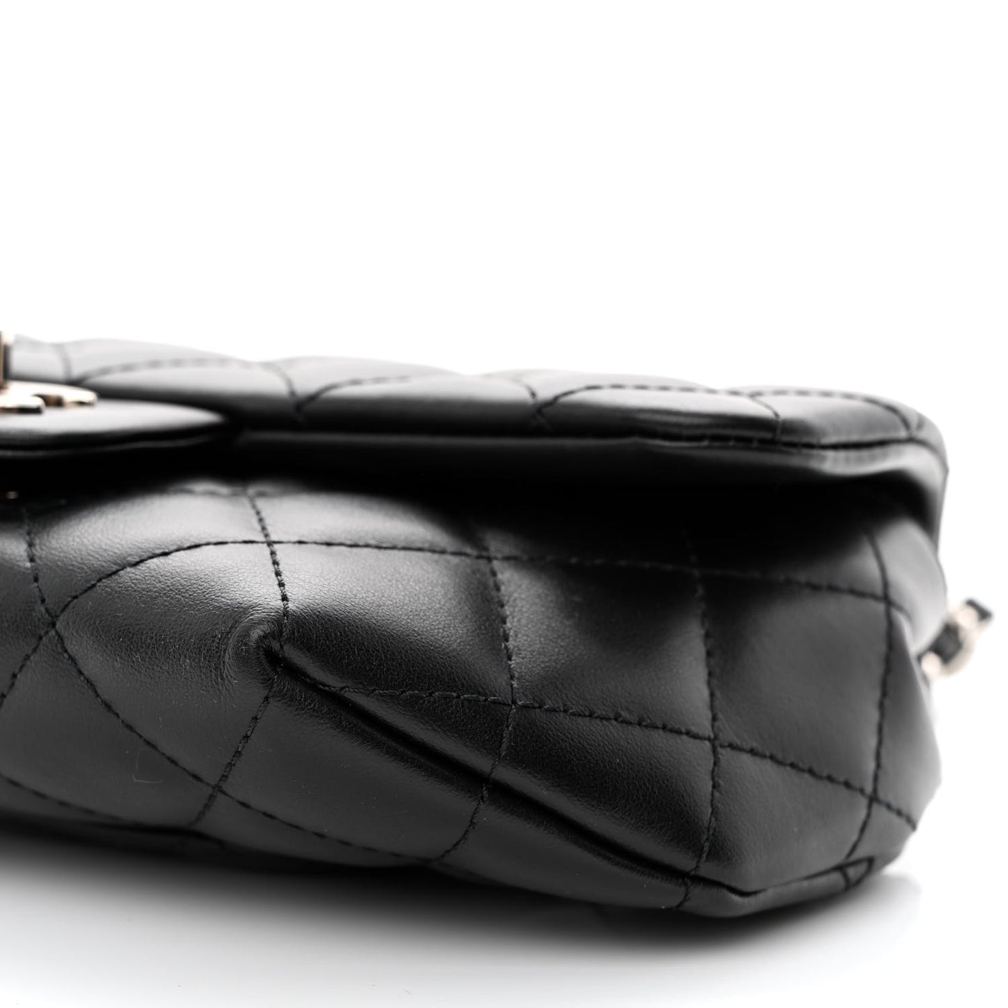 Calfskin Quilted CC Uniform Flap Belt Bag Black