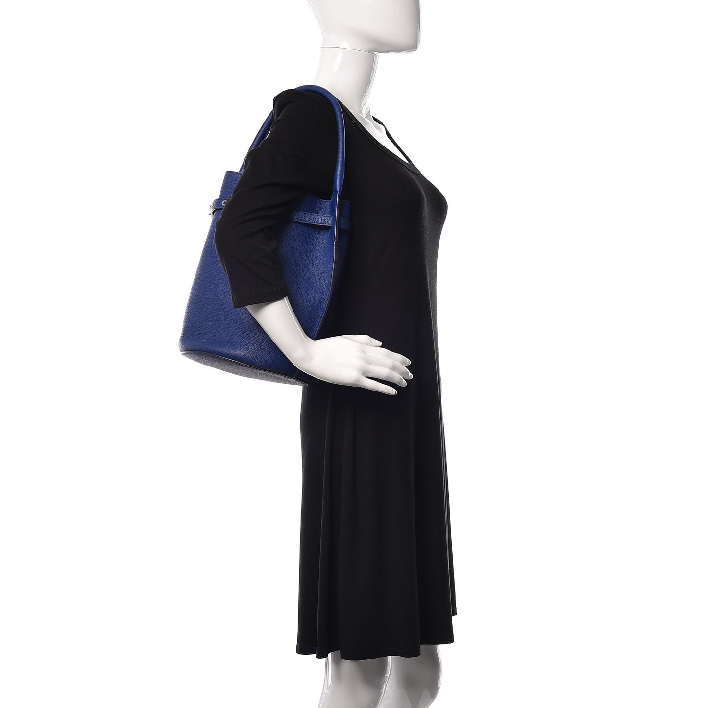 Supple Grained Calfskin Big Bag Bucket Cobalt