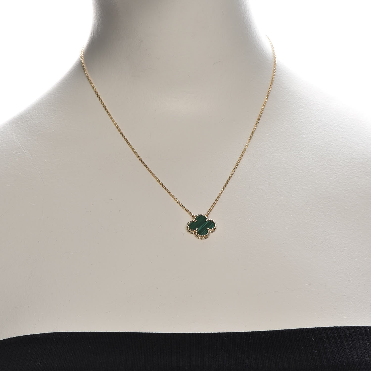 Van Cleef & Arpels 18K Yellow Gold Malachite Vintage Alhambra Pendant Necklace 2 of 9