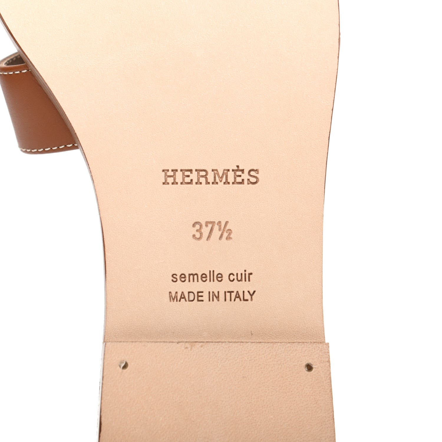 Hermes Box Calfskin Oran Sandals 37.5 Gold 6 of 8