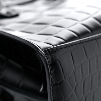 Balenciaga Semi Shiny Calfskin Crocodile Embossed Neo Classic Black Hardware Mini City Black 10 of 10