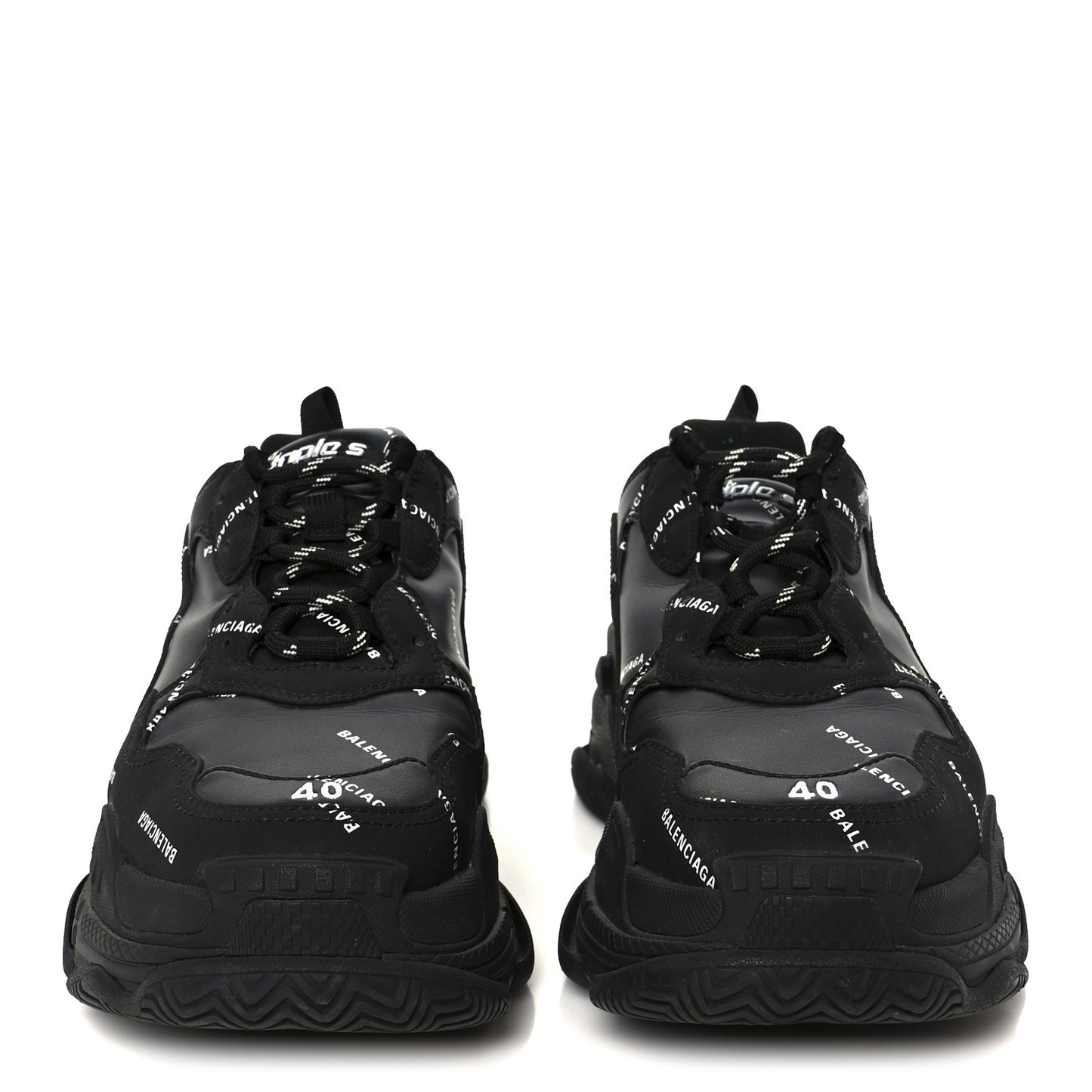 Technical Fabric Allover Logo Womens Triple S Sneakers 37 Black White