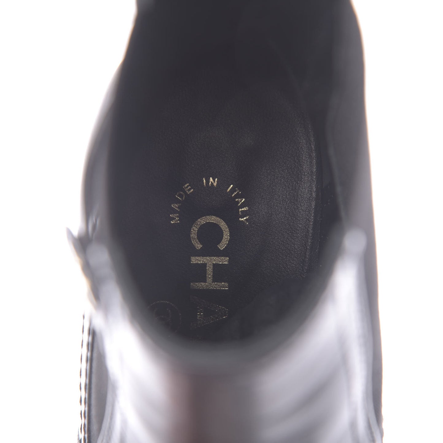Calfskin Patent Cap Toe Short Boots 36 Black