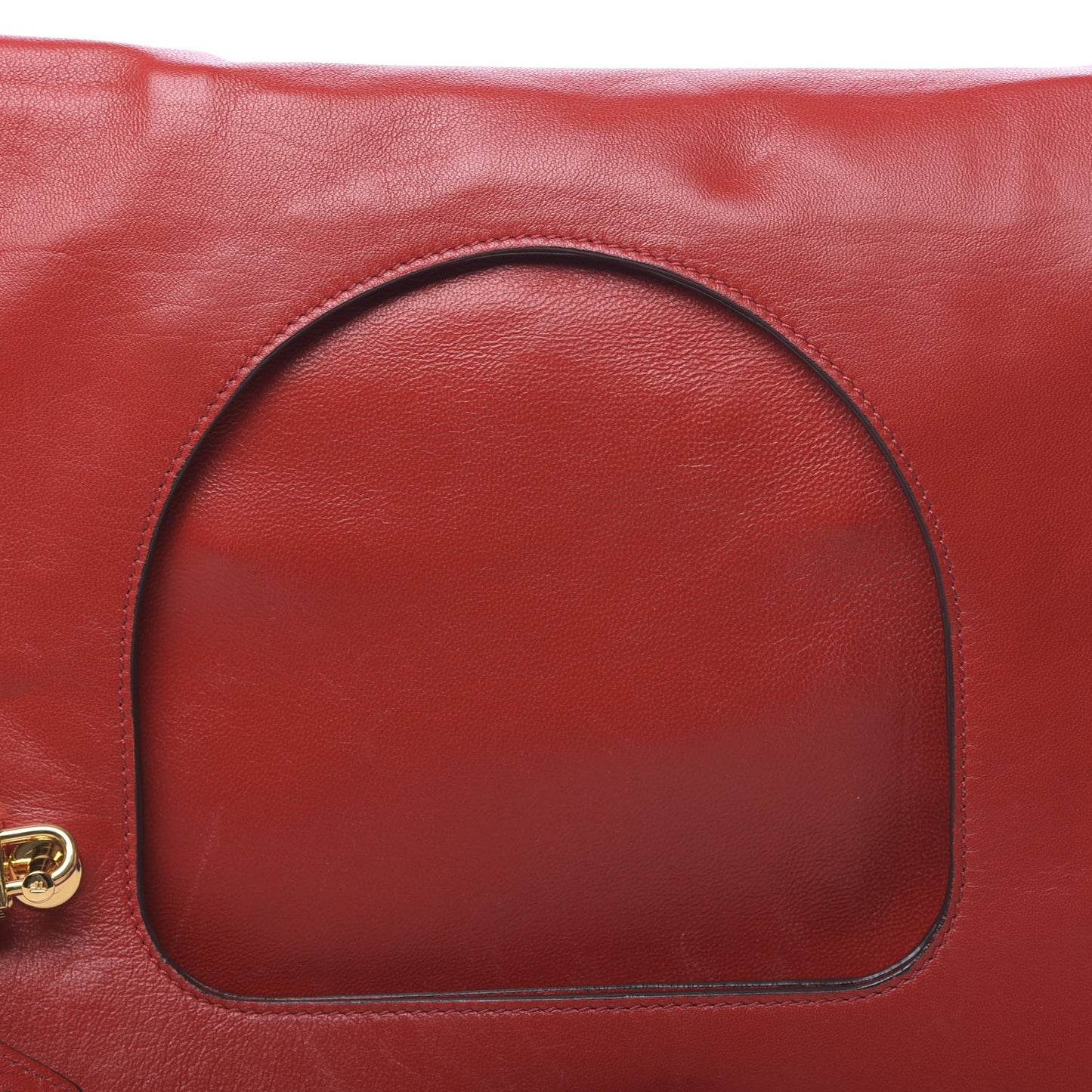 Ramskin Large Alix Padlock Zip Shoulder Bag Flame Red