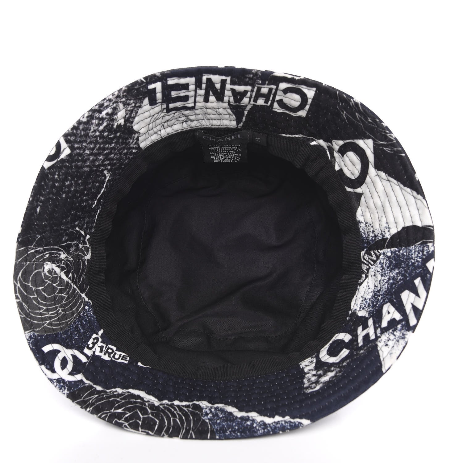 Chanel Cotton Coco Print Bucket Hat M Navy Black White 4 of 6