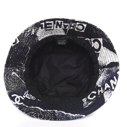 Chanel Cotton Coco Print Bucket Hat M Navy Black White 4 of 6
