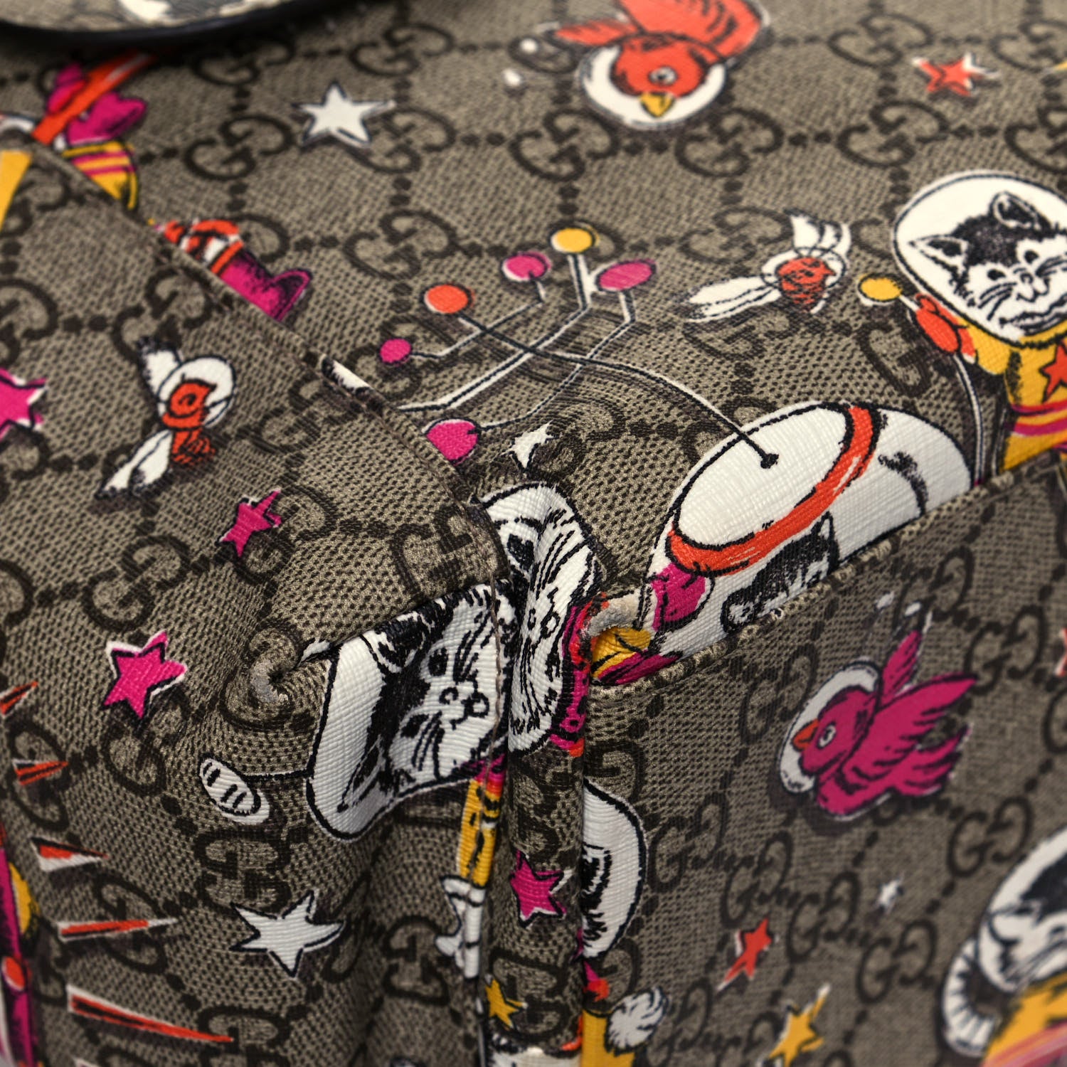 Gucci GG Supreme Monogram Space Cats Diaper Bag Orange 10 of 13