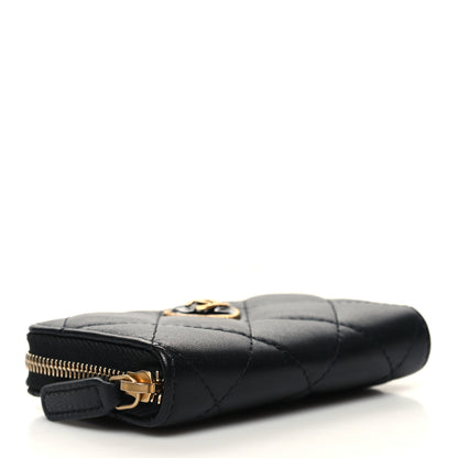 Chanel Lambskin Plexiglass Quilted Coco Love Zip Coin Purse Black 4 of 9