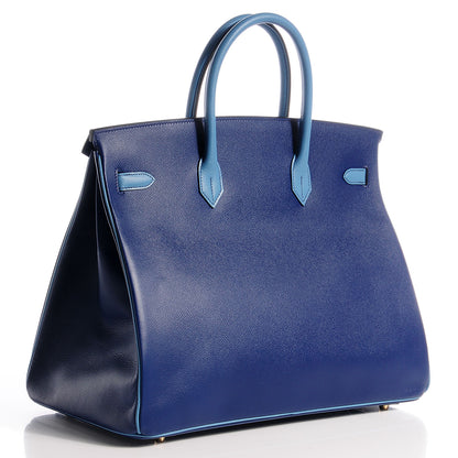 Hermes Epsom Horseshoe Bi-Color Birkin 40 Bleu Sapphire Blue Jean 13 of 27