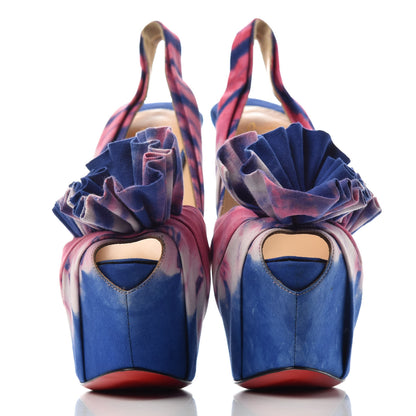 Christian Louboutin Satin Tie and Dye Greissimo Slingback Platform Pumps 37 Multicolor 2 of 9